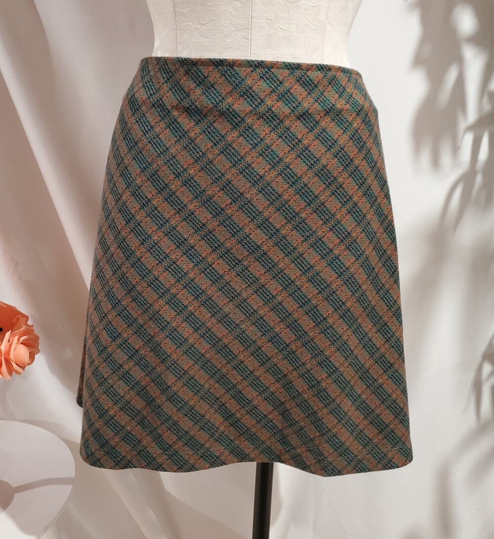 Free People Plaid Pull-On A-Line Mini Skirt Size XL Academia Preppy Ivy School